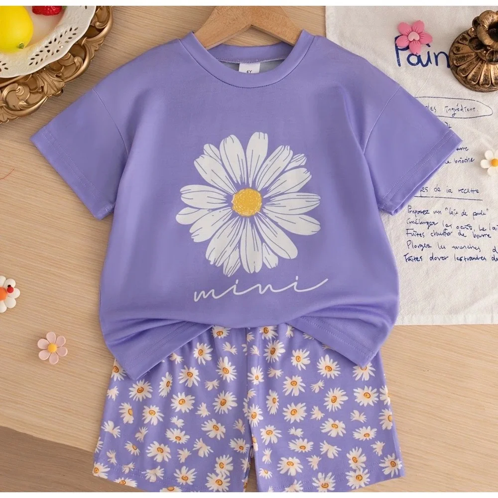 Kids SHEIN Purple Daisy Mini Outfit – 2 Piece Set – Size 7 Youth – NWOT‎